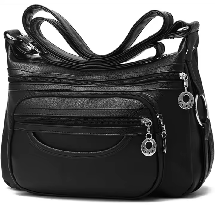 Bolso de mujer, bolso de hombro casual con múltiples bolsillos de cuero PU - 1