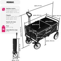 Carrito de Jardín Plegable de Acero Transporte de 80kg Carrito de Playa con Asa Telescópica - details 5