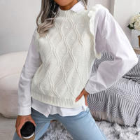 Suéter de punto sin mangas con volantes para mujer, chaleco informal, Otoño e Invierno - details 11