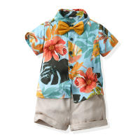 Mangas cortas de verano, camisas de flores, pantalones cortos para niños, conjunto casual de dos piezas, ropa de playa multicolor para bebés y niños - details 29