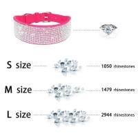perro imitación suaves, Collar ancho cristal ostentoso mascotas, collares de gamuza con diamantes ustables para perros pequeños, - details 7