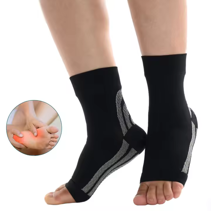 Tobillera deportiva de compresión para esguince, tendinitis de Aquiles, fascitis Plantar, pie lesionado, 1 par - 1