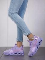 Gran oferta de zapatillas informales moradas a la moda, zapatillas para correr con cuchilla para hombre y mujer, talla grande 48, zapatillas deportivas ligeras y transpirables, zapatillas deportivas de malla para hombre - details 46