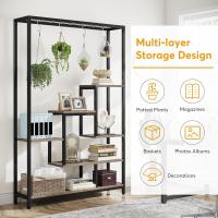 Soporte alto para plantas de interior de 5 niveles, estante de metal de 180 cm con 10 ganchos para colgar en S, estante de exhibición multiusos para bonsái de flores para interiores - details 14