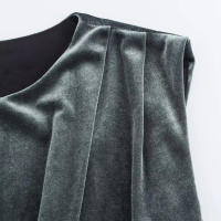 Bolso midi de terciopelo sin mangas para mujer, otoño informal con vestido liso - details 9