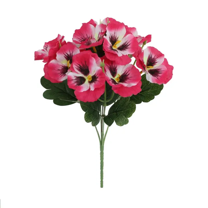 Nuevas flores artificiales de cinco bifurcaciones, flores de pensamiento, flores falsas de plástico, ramo de boda DIY para decoración de mesa de habitación de porche - 1