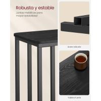 Mesa Auxiliar Moderno Mesa Lateral con Ruedas y Pies Ajustables Ideal para Dormitorio, Marco de Acero, Fácil de Montar Negro Ébano LNT050B56 - details 6