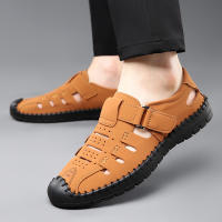 Sandalias de cuero suave para hombre, nuevo estilo, para exteriores, para conducir, zapatos de papá para hombre, zapatos de verano a la moda con agujeros - details 1