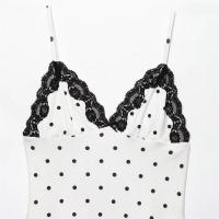 Vestido sin mangas con cuello en V y espalda descubierta con lunares franceses, nueva moda de verano 2025 para mujer. - details 9