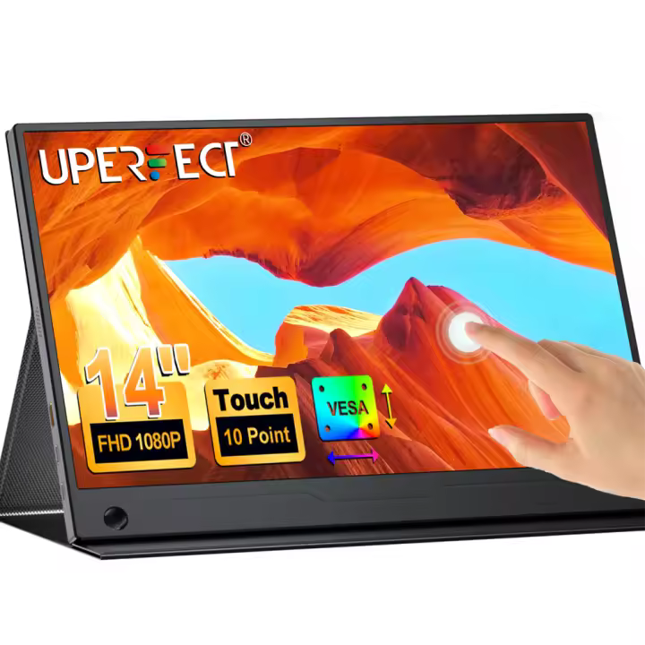 UPERFECT Monitor portátil con pantalla táctil de 14 pulgadas FHD 1080P HDR pantalla LCD IPS pantalla de juegos para PC portátil Xbox PS4/5 Switch VESA - 1
