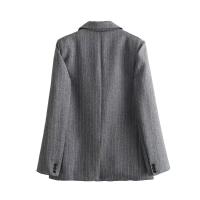 Blazer de Rayas con Bolsillos para Mujer Moda de Cashmere de Un Solo Botón - details 2