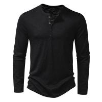 Otoño nueva camiseta de manga larga con cuello para hombres Color transpirable versátil moda camisetas delgadas - details 4