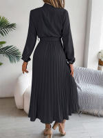 Vestidos largos de verano para mujer, ropa elegante plisada de manga larga con cordones, estilo bohemio, con dobladillo y volantes - details 26
