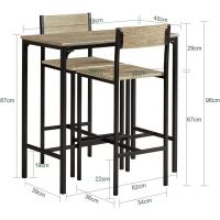 OGT03-N Juegos de Muebles Altas, Mesa de Cafetería, Juego de Balcón de 3 Piezas, Juego de Bar, 1 Mesa y 2 Sillas, ES - details 3
