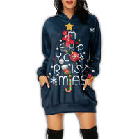 Vestido con Capucha de Manga Larga Estilo Casual para Mujeres Vestido Impreso para Fiesta de Navidad y Año Nuevo - details 13