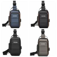 Bolso de pecho antirrobo para hombre, correa ajustable, puerto de carga USB, bolso bandolera con contraseña, impermeable, gran capacidad - details 1