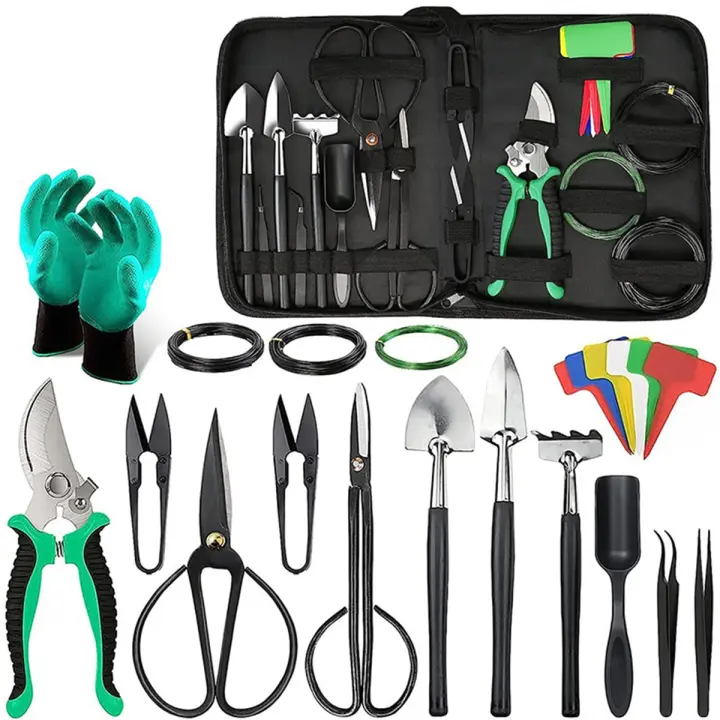 Kit de Herramientas Bonsái de 24 Piezas Cuidado de la Forma de Bonsái Tijeras de Poda para Principiantes Herramientas de Jardín - 1