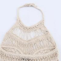 PB&ZA2025 top de tirantes casual estilo vacacional junto al mar con cuello halter de punto hueco, ropa nueva de verano para mujer - details 8