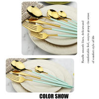 Juego de Vajilla de Acero Inoxidable de 16 Piezas Cuchillos, Tenedores, Cucharas de Postre Verde Menta Set de Cocina para el Hogar - details 2