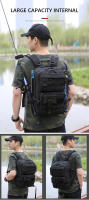Mochila de Pesca con Soporte para Caña Impermeable de Gran Capacidad Bolsa Táctica Negra para Almacenamiento de Señuelos de Pesca - details 1