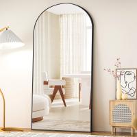 Cuerpo Entero Curvado, Espejos Grandes de Pared con Marco de Aluminio 161 x 52 cm, Espejo de Pie Inclinado o Colgante para Salón, Dormitorio, Entrada, Negro - details 41