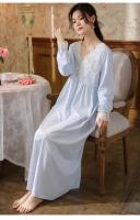 Camisones Vintage de algodón con volantes y encaje con cuello en V para mujer, camisón de manga larga, vestido de noche victoriano romántico de princesa, ropa de dormir - details 12