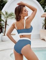 Traje de baño de dos piezas con bloques de color para mujer Bikini sexy con control de barriga y cintura - details 40