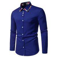Nueva llegada de los hombres a cuadros bloque de Color camisa de manga larga otoño Casual Patchwork camisas hombre oficina diaria trabajo Social Top camisas - details 19