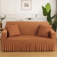 Fundas de sofá elástica de alta elasticidad con falda, Protector de muebles fácil de ajustar, Seersucker，Funda de sofá - details 12