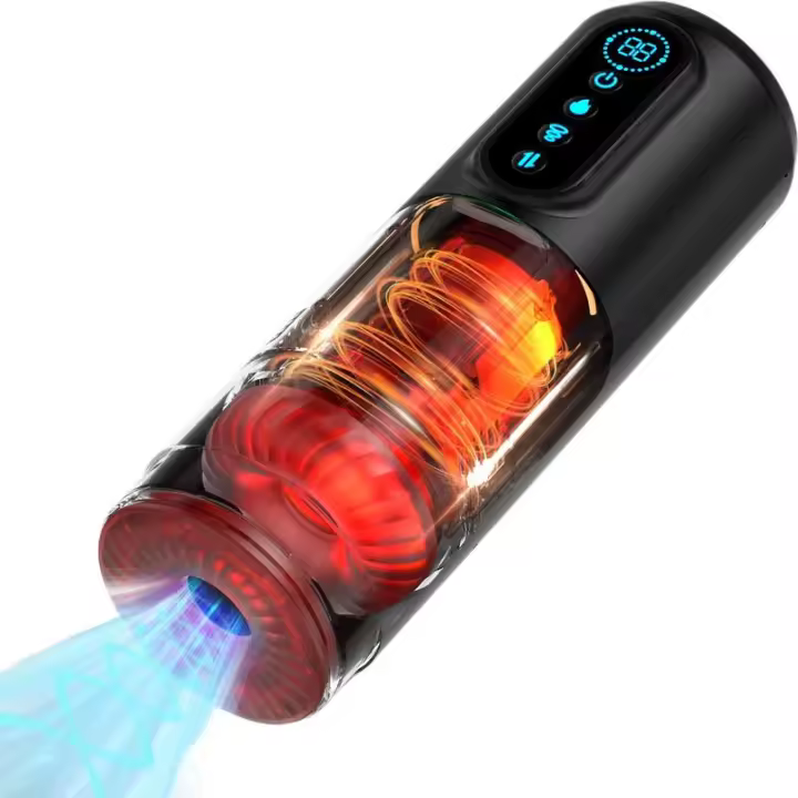 Embalaje privado SEXY Último masturbador masculino con 9 modos de empuje y succión y vibración Pantalla LCD con calefacción automática Masturbación Cup Juguetes sexuales - 1