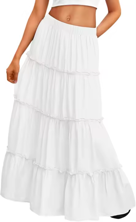 Mujeres Bohemio largo verano Swing plisado A-line elástico Vestido de cintura alta con bolsillos - 1