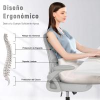 Silla de Oficina Ergonómica Ajustable Respirable, Ajustable, Giratoria de 360°, Reposabrazos Abatibles de 90°, Soporte Lumbar - details 38
