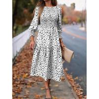 Primavera otoño nuevos vestidos de cuello redondo para mujer vestido de manga larga estampado A-line liquidación - details 17