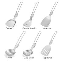 Cuchara de sopa plegable de acero inoxidable para acampar al aire libre, utensilios de cocina portátiles resistentes al desgaste, herramientas - details 6