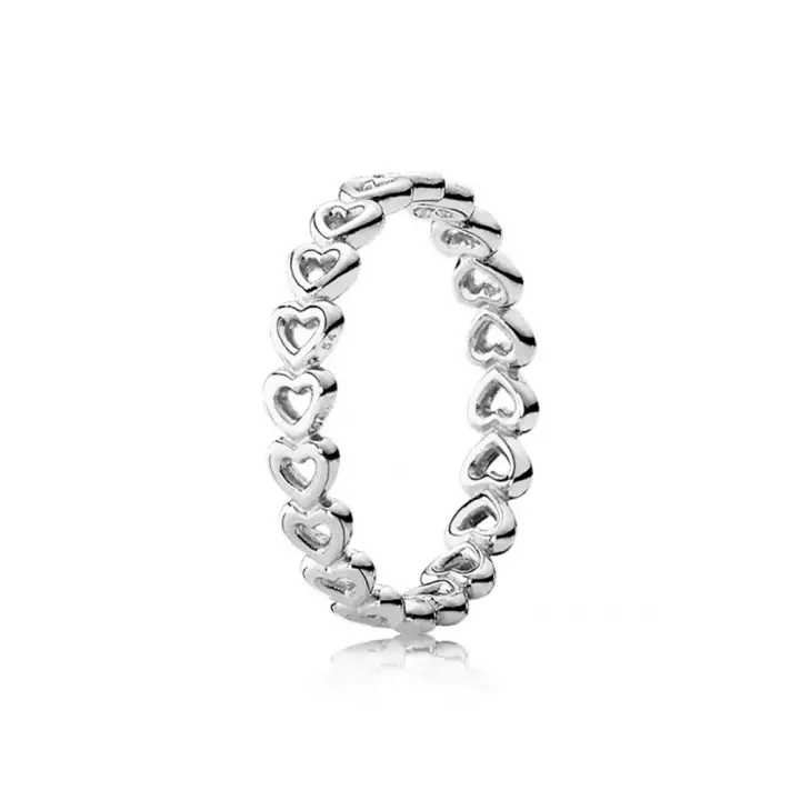 Anillo de corazón hueco de Plata de Ley 925 para mujer, joyería de boda, regalos - 1