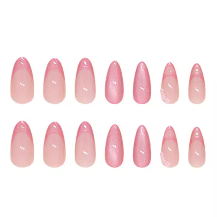 Uñas postizas francesas rosadas a prueba de astillas y manchas para decoración de dedos DIY - 1