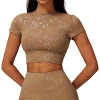 Ropa deportiva cómoda de alta elasticidad, ropa deportiva elástica transpirable, sujetador de Yoga de manga corta para Fitness - details 3