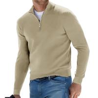 Nuevo jersey de manga larga para hombre, suéteres de Color sólido con media cremallera, suéter de punto con cuello en V, ropa de calle transpirable de gran tamaño para hombre - details 6