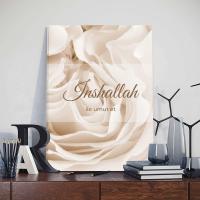 Pintura Abstracta Islamica en Lienzo de 3pcs Marco Minimalista de Caligrafía Beige Gris Decoración de Pared para Sala de Estar Marca DHROOM - details 15