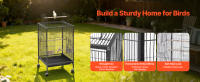 Jaula para Pájaros SucceBuy, 460 x 460 x 770 mm, Diseño de Techo Abierto, Construcción Duradera de Hierro Forjado con Perchas, Bandeja Extraíble, Comederos de Plástico y Ruedas, Apta para Loros, Pinzones Azules, Periquitos, Canarios, Periquitos Australian - details 2