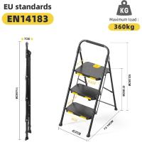 Escalera de Acero Plegable de 3 Peldaños con Seguridad Bloqueada Carga hasta 360kg - details 2