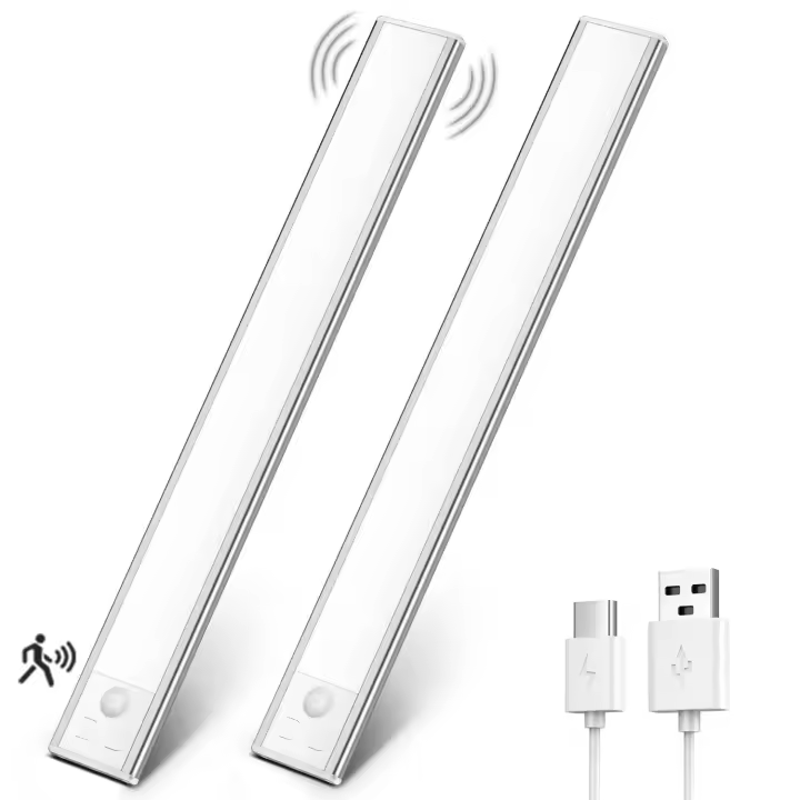 Lámpara de armario recargable, iluminación LED inalámbrica con sensor de movimiento, 2 piezas - 1