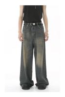 Pantalones vaqueros de verano para hombre, vaqueros lavados de color azul viejo, ropa informal recta para hombre, pantalones de pierna ancha holgados, nueva moda 2024 9C354 - details 6