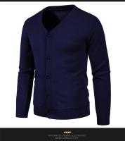 Cárdigan de punto para hombre, M-5XL de otoño, suéter fino básico elástico ajustado con cuello en V, abrigo informal versátil de Color sólido, 2024 - details 10