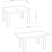 Mesa de Comedor Extensible, Mesa Rectangular, Modelo Danna, Acabado en Blanco Artik y Roble Canadiense, Medidas: 140-190 cm (Largo) x 90 cm (Ancho) x 78 cm (Alto) - details 2