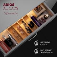 Tocador de Maquillaje Luces Led 110x40x140cm Brillo Regulable Espejo Blanco - details 8