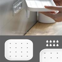 Canal de drenaje para baño, pequeños accesorios blancos, estante de baño montado en la pared no perforado, escape de productos de lavado - details 7