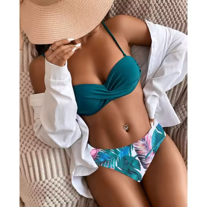 Traje de baño conjunto de Bikini de leopardo estampado ral trajes de baño de playa Push up ropa de playa de verano dos piezas traje de baño de cintura baja 2023 mujeres - 1