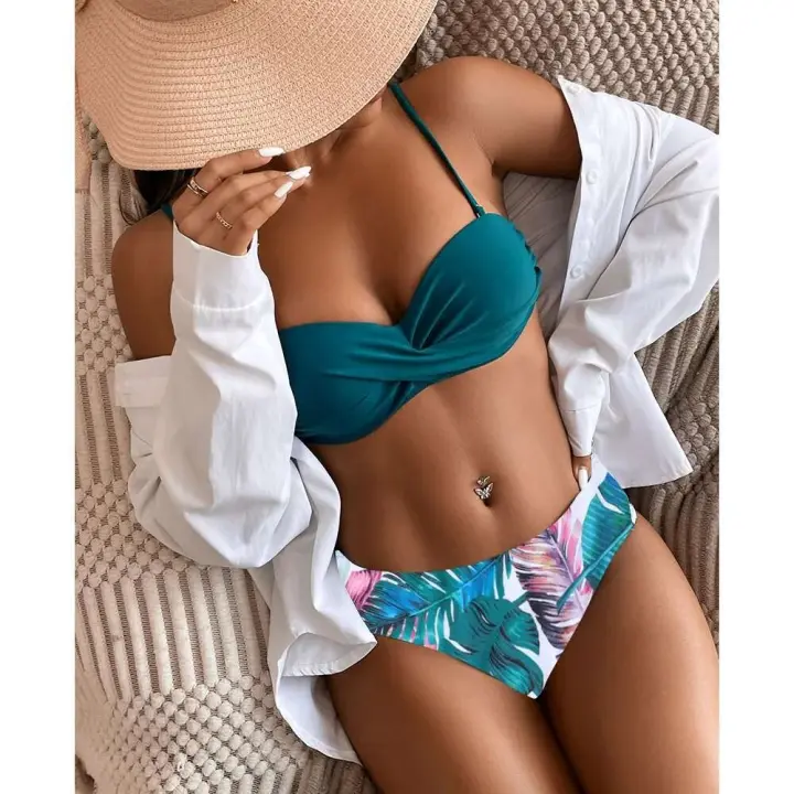 Traje de baño conjunto de Bikini de leopardo estampado ral trajes de baño de playa Push up ropa de playa de verano dos piezas traje de baño de cintura baja 2023 mujeres - 1