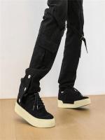Zapatillas casuales de moda para hombre, estilo literario juvenil, zapatos negros sin cordones, zapatos de nicho con suela gruesa. - details 2